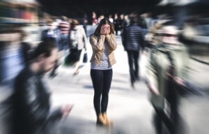 woman having a panic attack